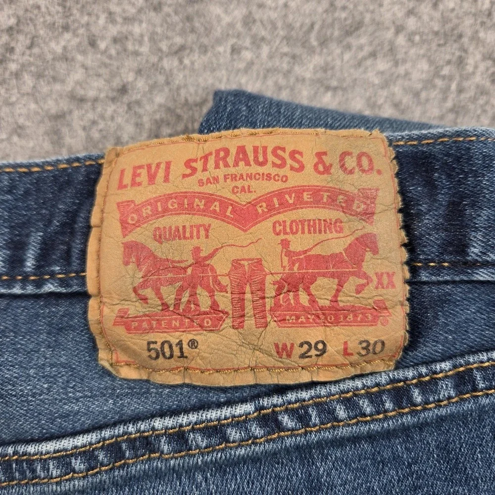 Levi's 501 Jeans Mens 29x28 (tag 29x30) Blue Wash Straight Denim Button Fly